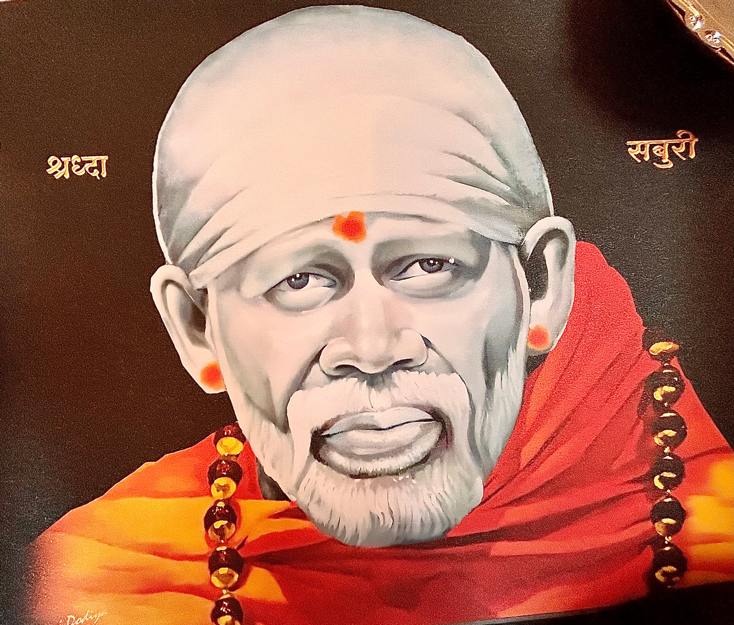 Shirdi Sai Baba - Face with Coloured Shawl