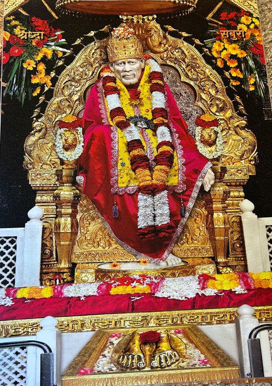 Shirdi Sai Baba Temple Picture - Maroon Shawl