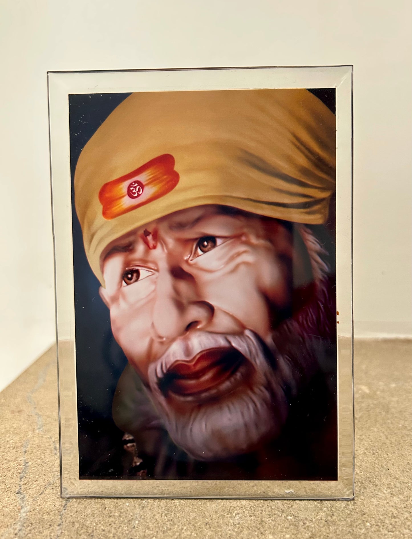 Large Sai Baba Picture Standee - Coloured Scarf