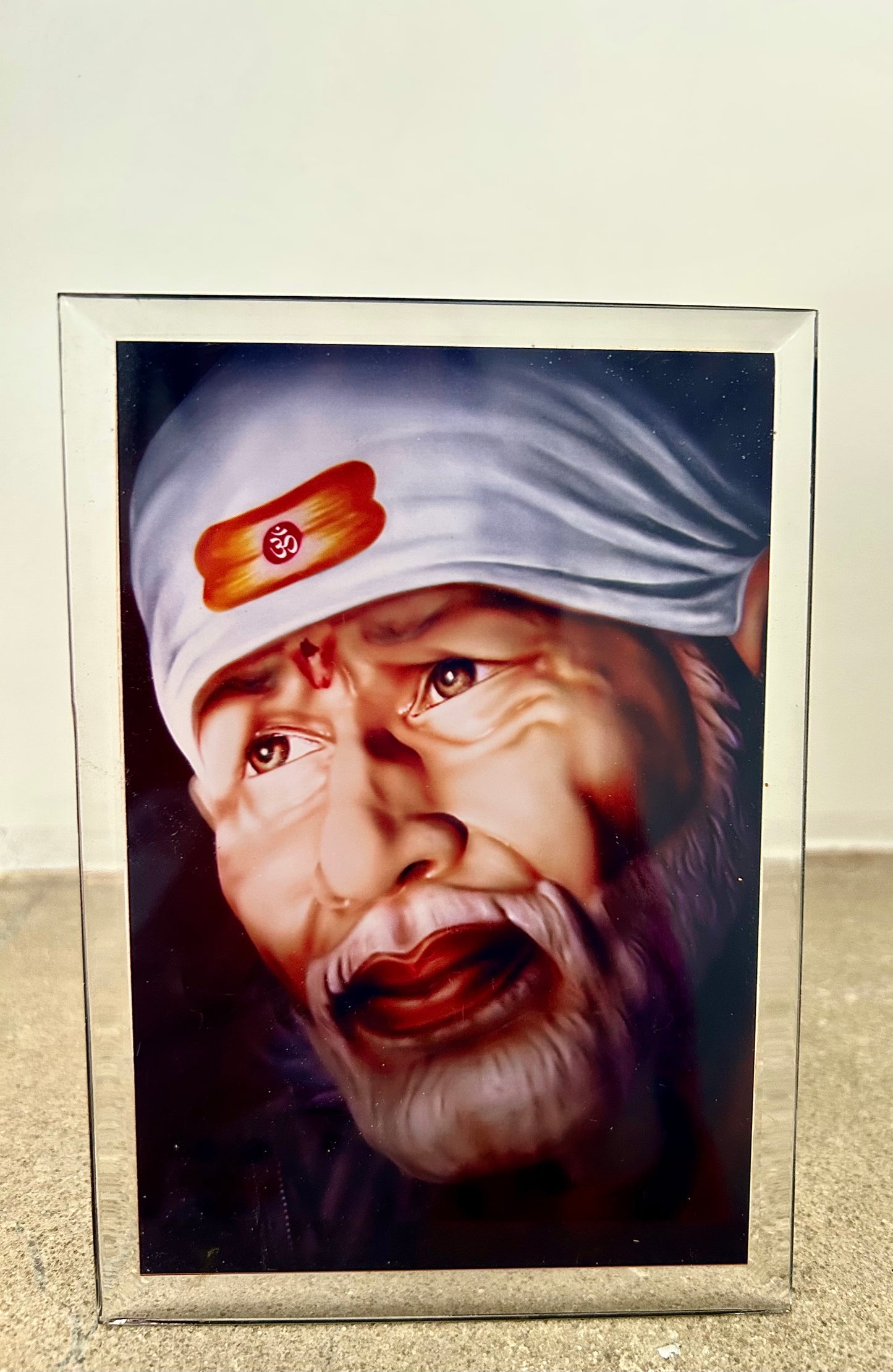 Large Sai Baba Picture Standee - Coloured Scarf